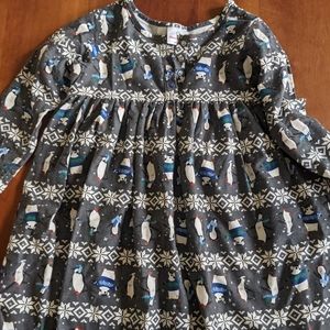 Girl's Cotton Nightgown - US 8, penguin pattern, grey